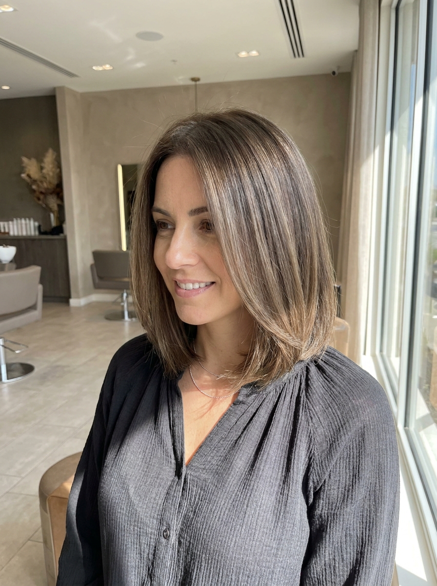 Bob mit hellen Highlights als Bob Frisuren mittellang Inspiration 2026